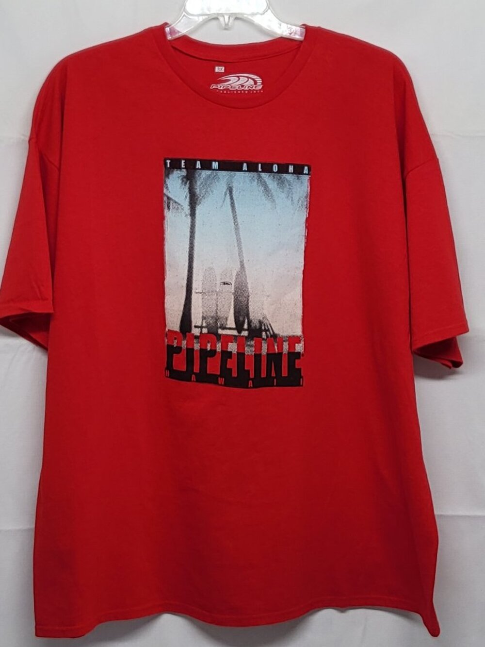 Pipeline Aloha Team Hawaii Mens T Shirt 3X Short Sleeve Graphic Print Cotton Red